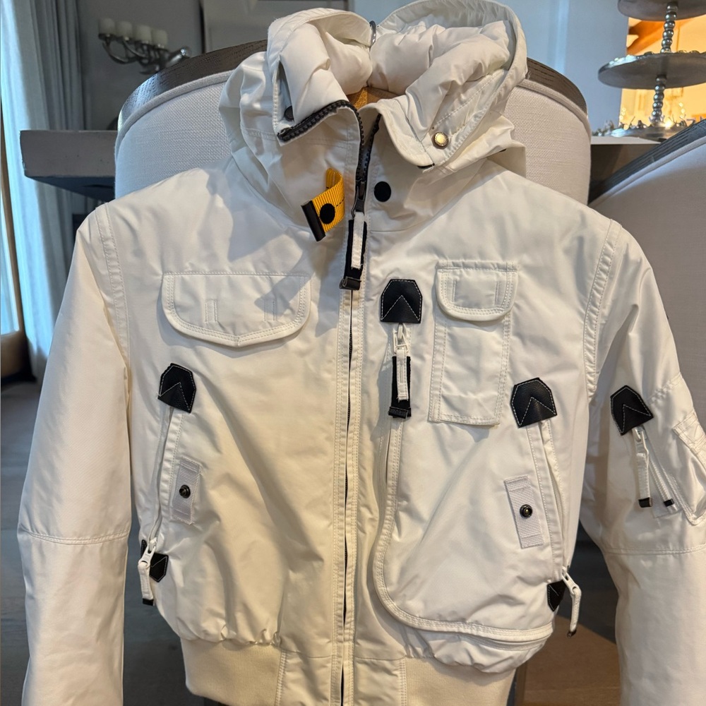 Parajumpers Kids White Puffer Jacket with Black Details